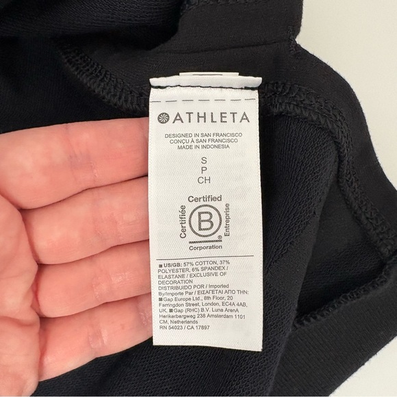 NWT Athleta Retro Terry V-Neck Sweatshirt Black S - Picture 8 of 10